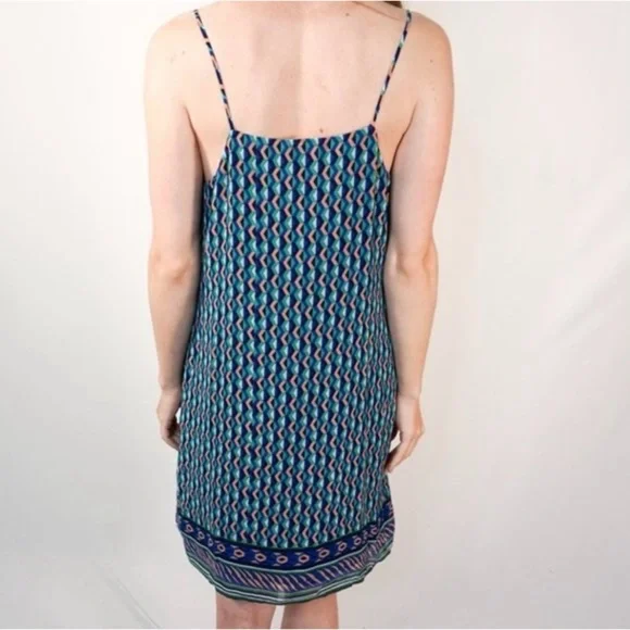 Anthropologie Maeve Silk Dress Geometric Print Spaghetti Straps Sundress Sz L - Picture 12 of 12